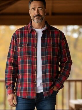 Duluth Trading Relaxed Fit Plaid Flannel Button Up Shirt XL